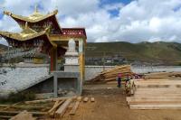 Construction in China with wooden boards on ground