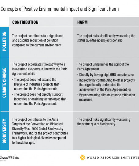 Concepts of Positive Environmental Impact and Significant Harm