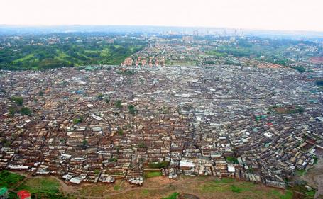 Section of dense housing outside of city