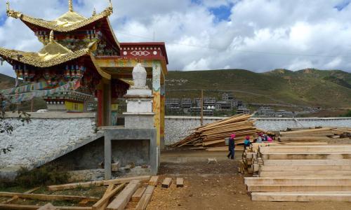 Construction in China with wooden boards on ground