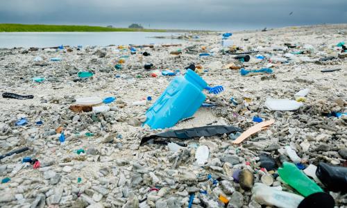 Plastic waste on beach
